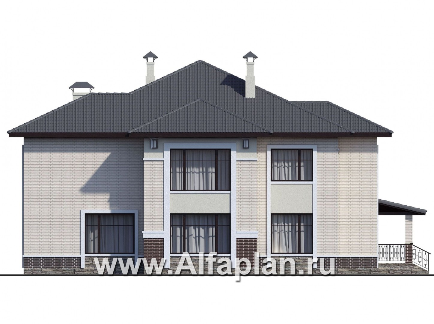Проекты домов Альфаплан - «Сена» — респектабельный двухэтажный особняк - изображение фасада №4
