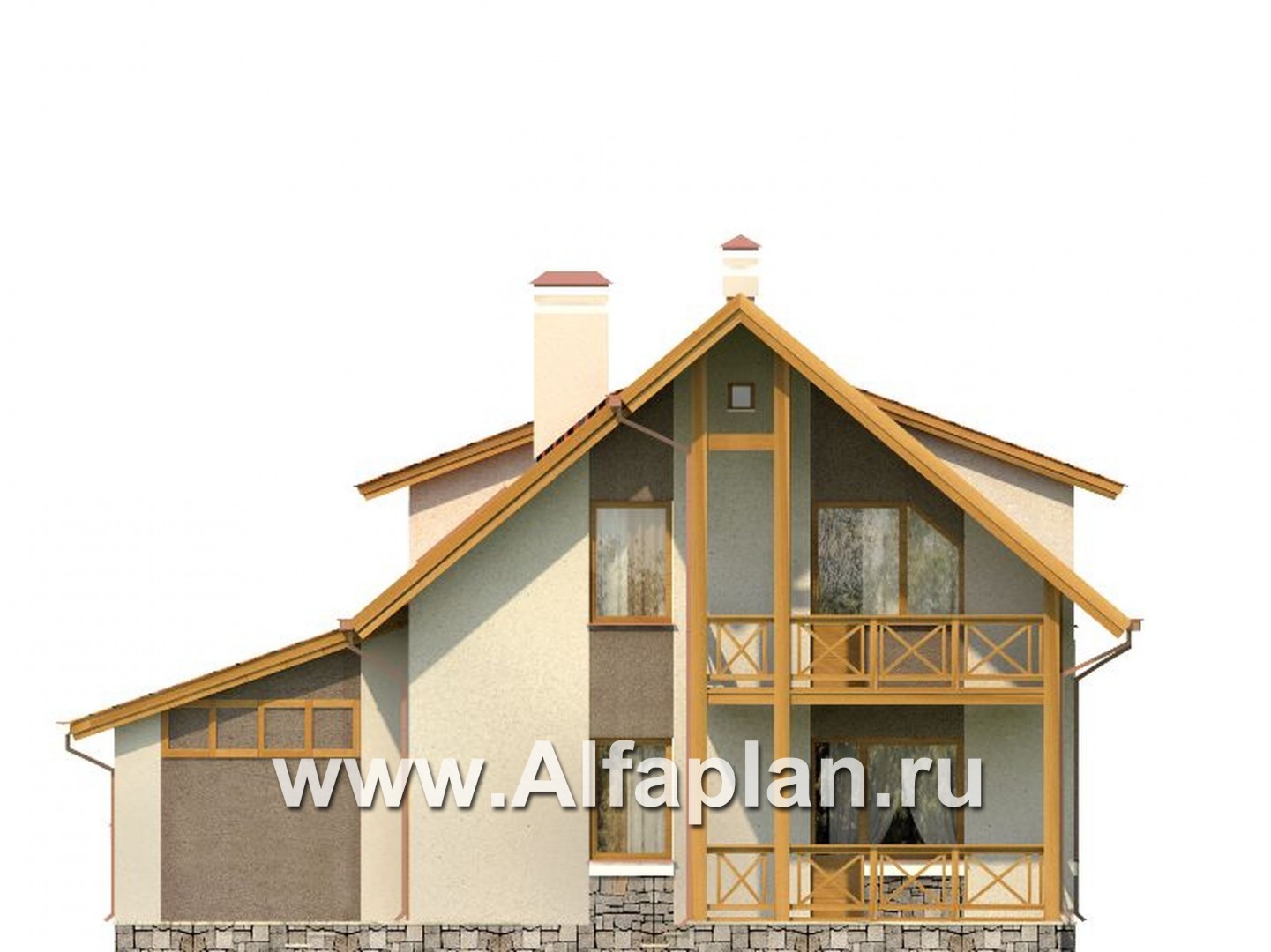 Проекты домов Альфаплан - Экономичный дом из газобетона - изображение фасада №2