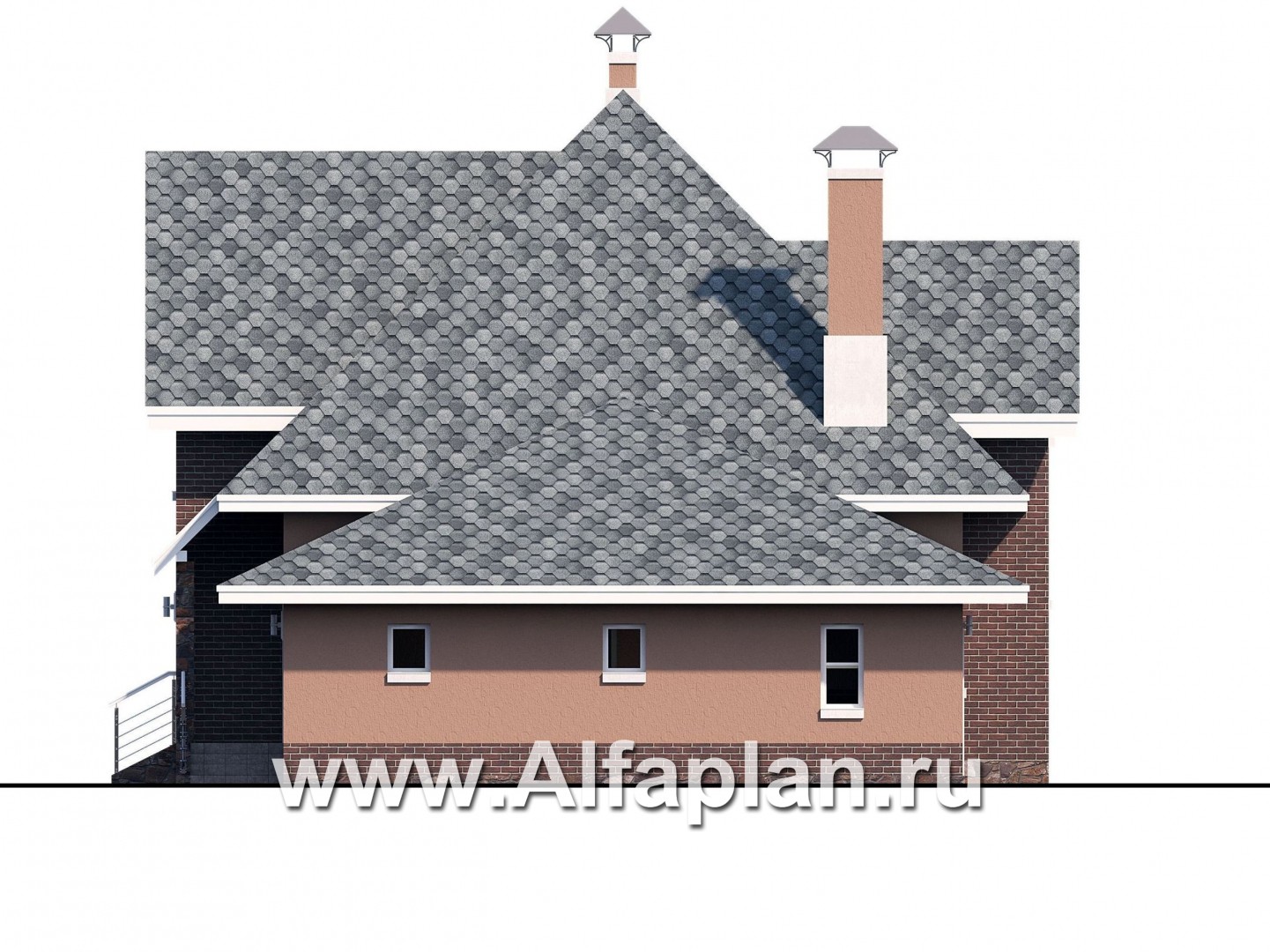 Проекты домов Альфаплан - «Домик в Коломне» - уютный дом с мансардой и гаражом - изображение фасада №2
