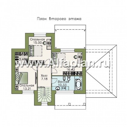 Проекты домов Альфаплан - «Территория комфорта» - современный дом - шале с гаражом - превью плана проекта №2