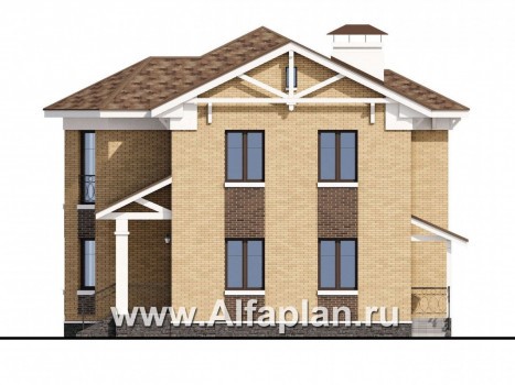 Проекты домов Альфаплан - «Классика»- двухэтажный особняк с эркером - превью фасада №2