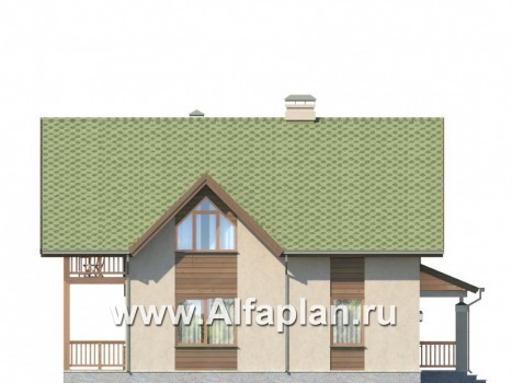 Проекты домов Альфаплан - Экономичный загородный дом с навесом для машины - превью фасада №4