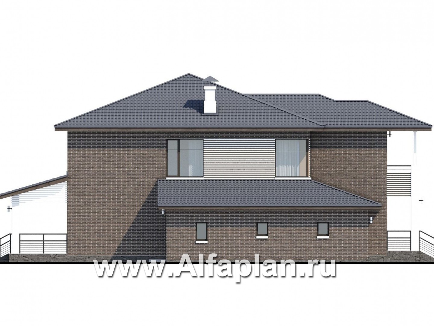 Проекты домов Альфаплан - «Новый поворот» - комфортный двухэтажный дом с гаражом - изображение фасада №3