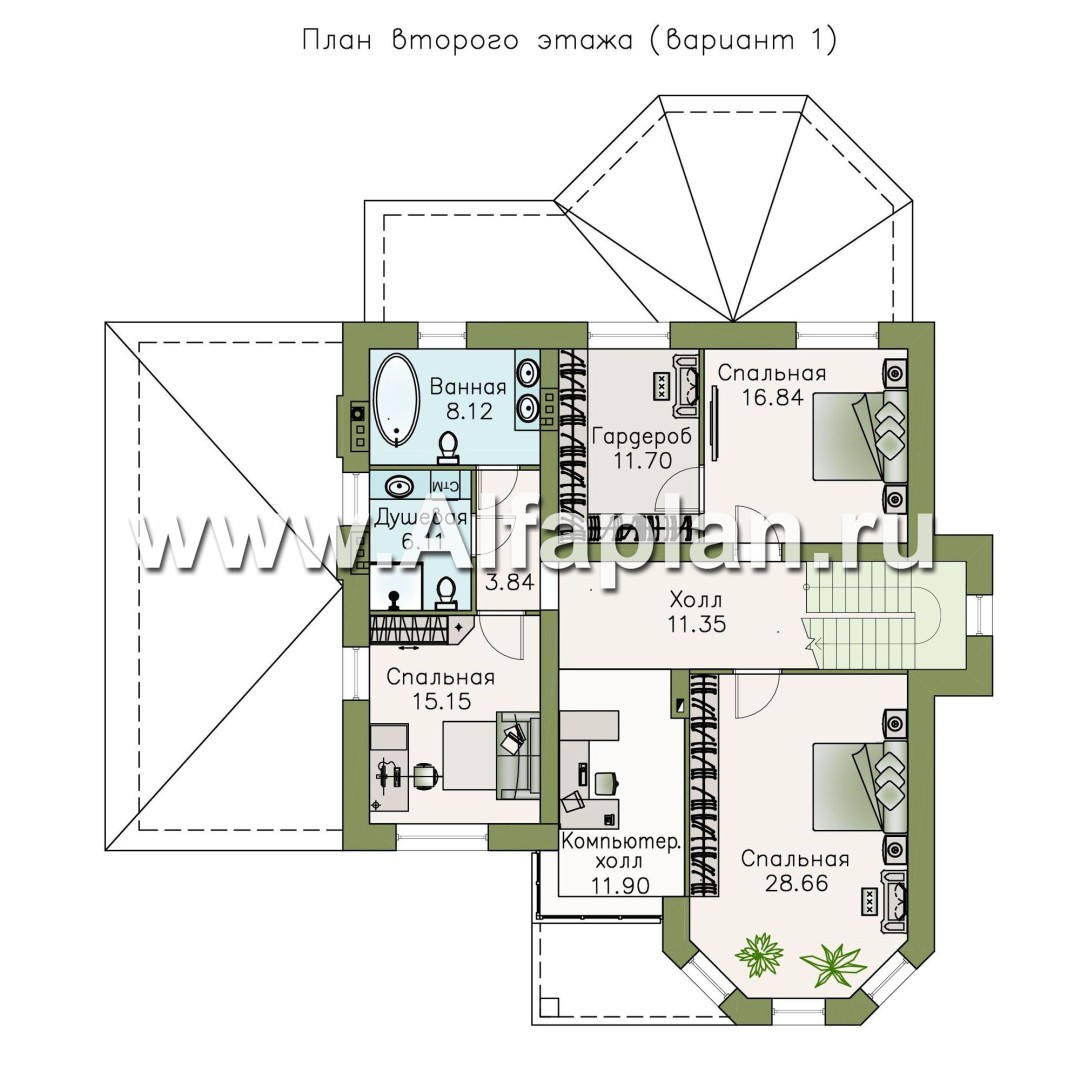 Проекты домов Альфаплан - «Clever» - классический коттедж с гаражом и террасой - план проекта №2