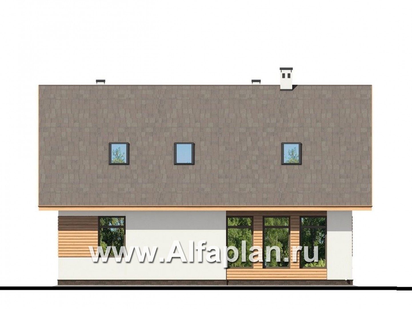 Проекты домов Альфаплан - Компактный мансардный дом из газобетона - изображение фасада №2