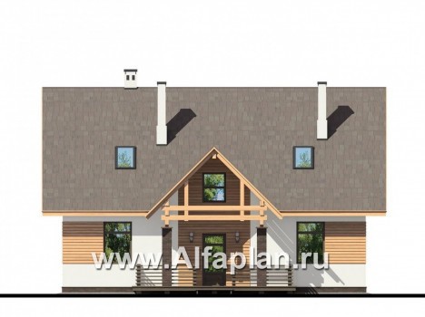 Проекты домов Альфаплан - Компактный мансардный дом из газобетона - превью фасада №1
