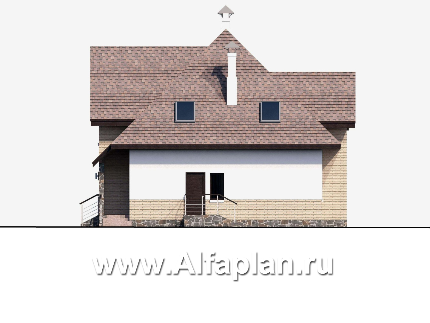 Проекты домов Альфаплан - «Домик в Коломне» - уютный дом с мансардой - изображение фасада №2