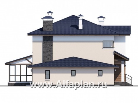 Проекты домов Альфаплан - «Преимущество» - современный  удобный дом с гаражом - превью фасада №3