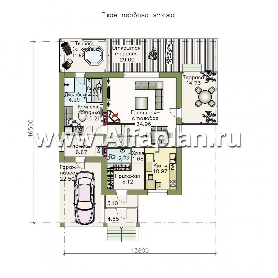 Проекты домов Альфаплан - "Фьорд" - компактный коттедж в скандинавском стиле - план проекта №1