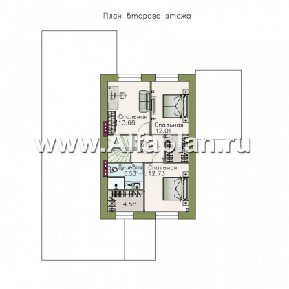 Проекты домов Альфаплан - "Фьорд" - компактный коттедж в скандинавском стиле - превью плана проекта №2