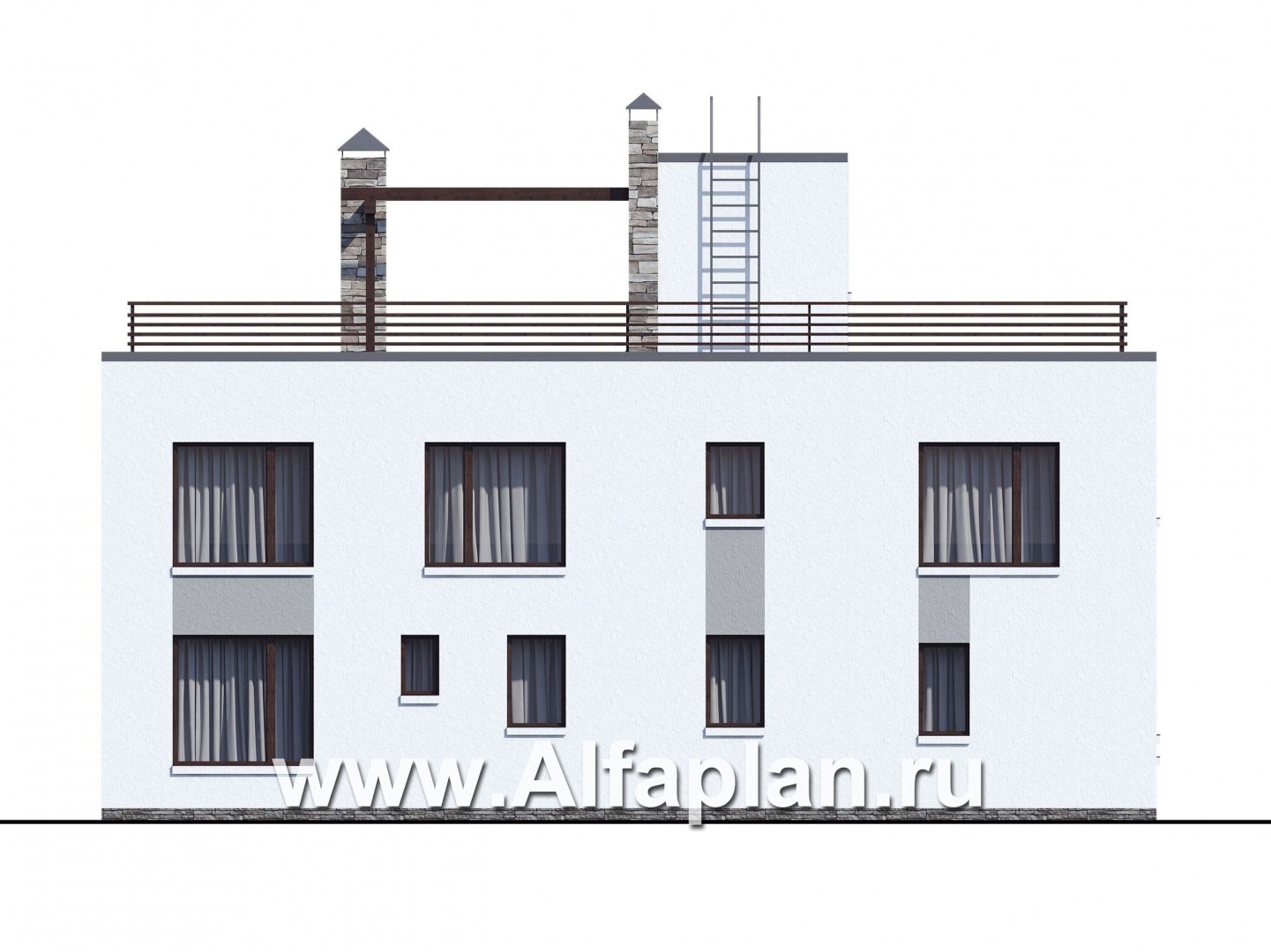 Проекты домов Альфаплан - «Гоген» - коттедж (дуплекс) с эксплуатируемой кровлей - изображение фасада №4