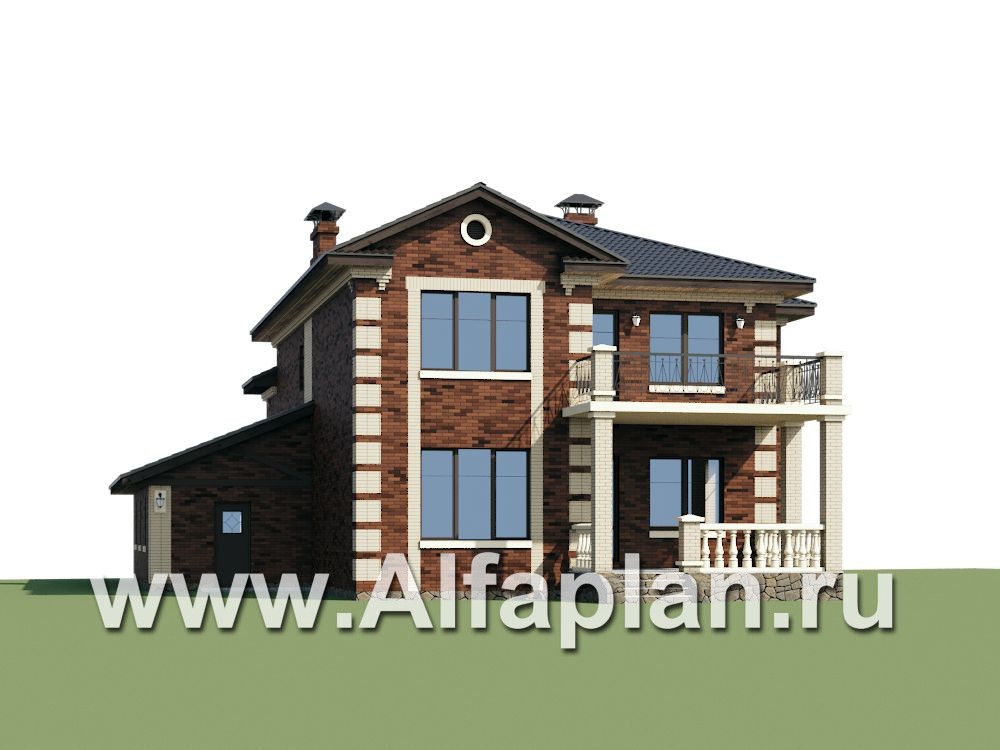 Проекты домов Альфаплан - «Эсперанса» - проект дома из кирпича, с гаражом на 2 авто, с комфортной планировкой - дополнительное изображение №1
