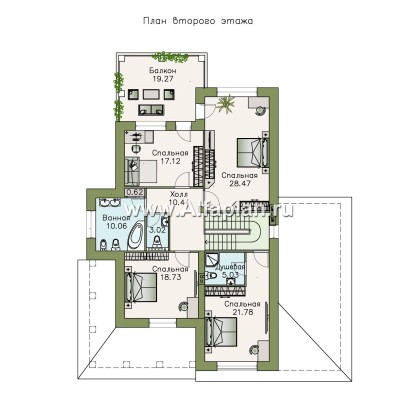 Проекты домов Альфаплан - «Эсперанса» - проект дома из кирпича, с гаражом на 2 авто, с комфортной планировкой - превью плана проекта №2