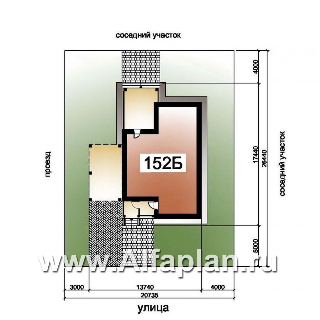 Проекты домов Альфаплан - «Монрепо» - компактный дом из блоков --навесом - дополнительное изображение №1