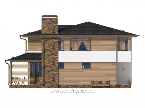 Проекты домов Альфаплан - Современный компактный двухэтажный дом - превью фасада №1