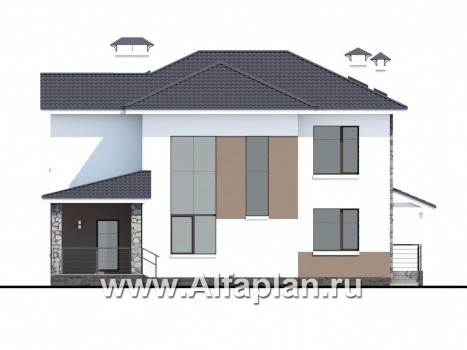 Проекты домов Альфаплан - «Гедонист»-  комфортный коттедж с эффектным остеклением - превью фасада №4
