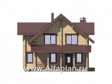 Проекты домов Альфаплан - Комфортабельный дом из бруса - превью фасада №1