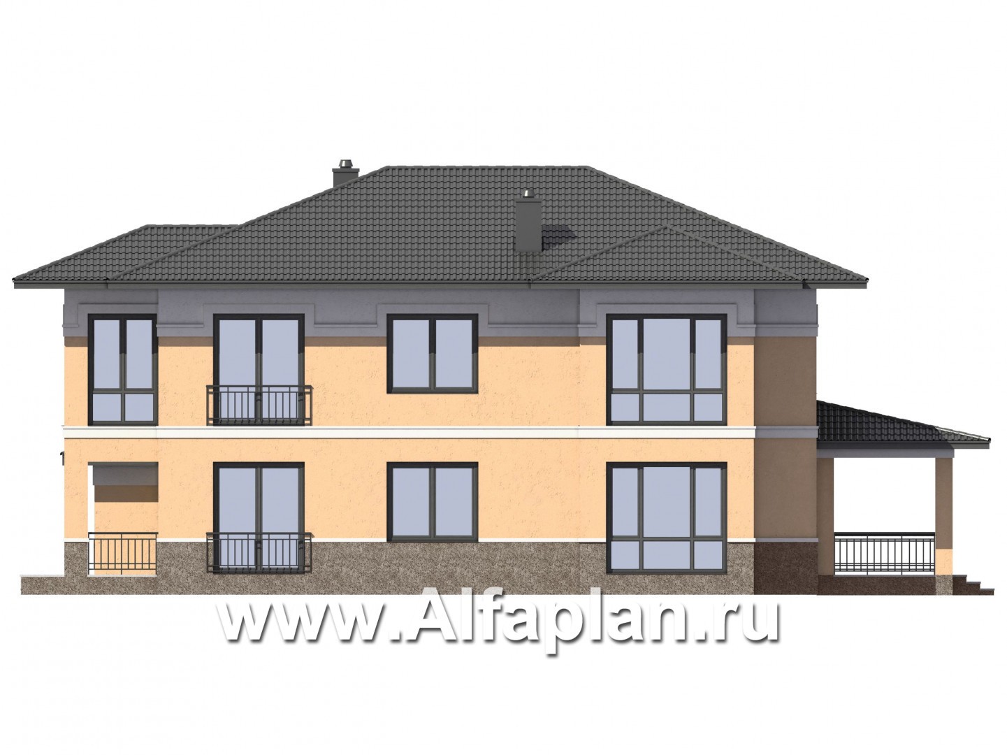 Проекты домов Альфаплан - Двухэтажный коттедж с большим гаражом - изображение фасада №3