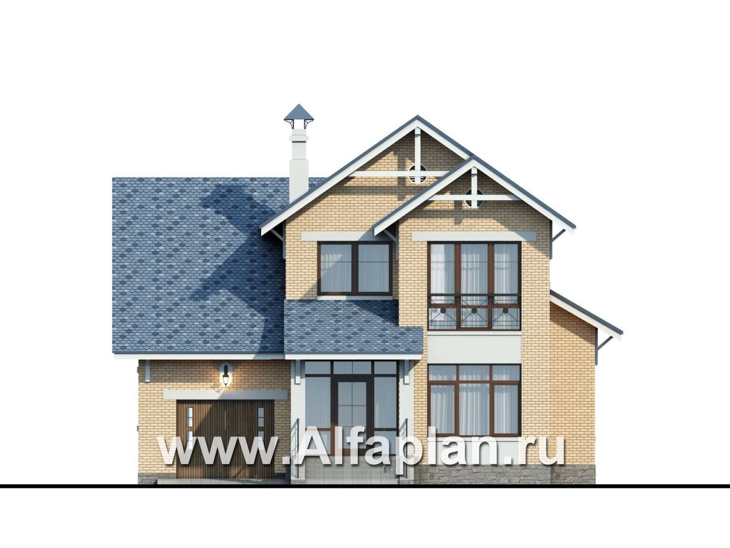 Проекты домов Альфаплан - «Дженни Врен» - удобный коттедж 154A - изображение фасада №1