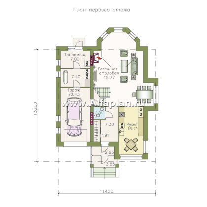 Проекты домов Альфаплан - «Дженни Врен» - удобный коттедж 154A - превью плана проекта №1