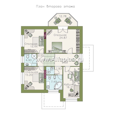 Проекты домов Альфаплан - «Дженни Врен» - удобный коттедж 154A - превью плана проекта №2