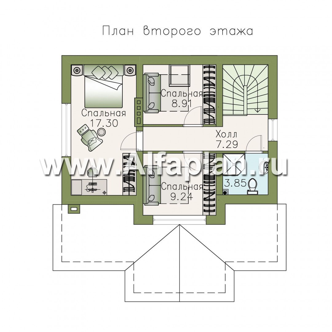 Проекты домов Альфаплан - "Отдых" - проект дома для дачи - и большой террасой - изображение плана проекта №2