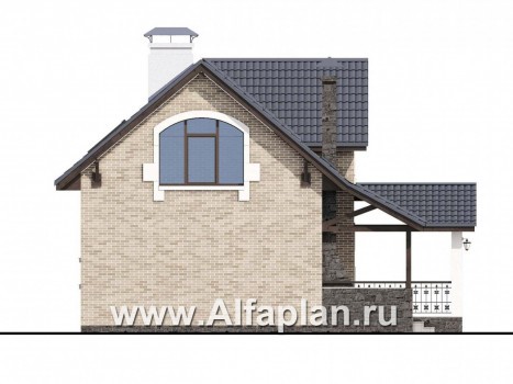 Проекты домов Альфаплан - "Отдых" - проект дома для дачи - и большой террасой - превью фасада №3