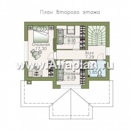 Проекты домов Альфаплан - "Отдых" - проект дома для дачи - и большой террасой - превью плана проекта №2