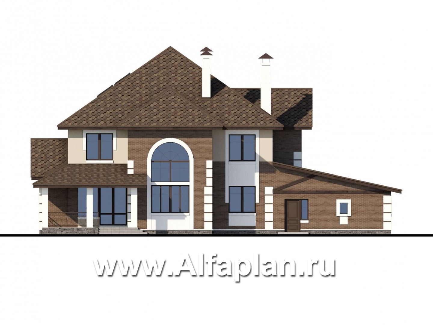 Проекты домов Альфаплан - «Воронцов»- респектабельный коттедж из газобетона с гаражом - изображение фасада №4