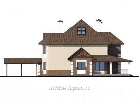 Проекты домов Альфаплан - «Воронцов»- респектабельный коттедж из газобетона с гаражом - превью фасада №2