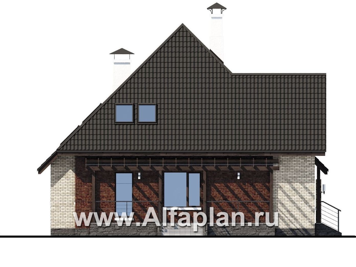 Проекты домов Альфаплан - «Персей» - современный мансардный дом - изображение фасада №3