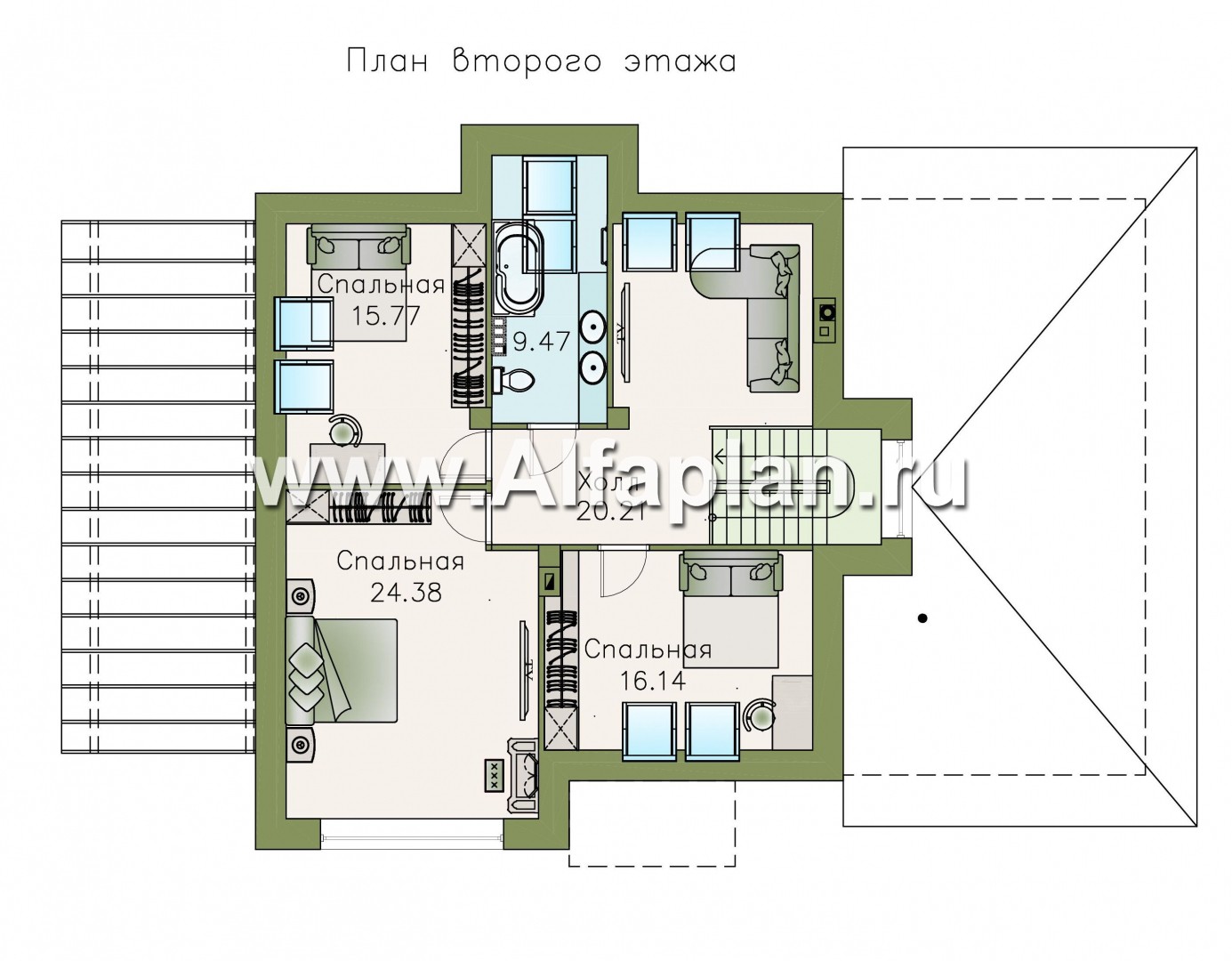 Проекты домов Альфаплан - «Персей» - современный мансардный дом - изображение плана проекта №2