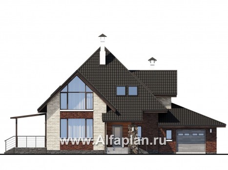 Проекты домов Альфаплан - «Персей» - современный мансардный дом - превью фасада №1