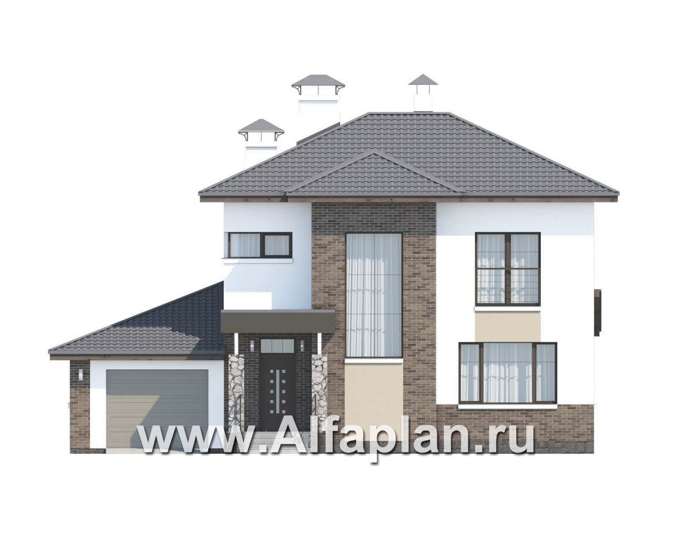 Проекты домов Альфаплан - «Приоритет» - современный экономичный дом - - изображение фасада №1