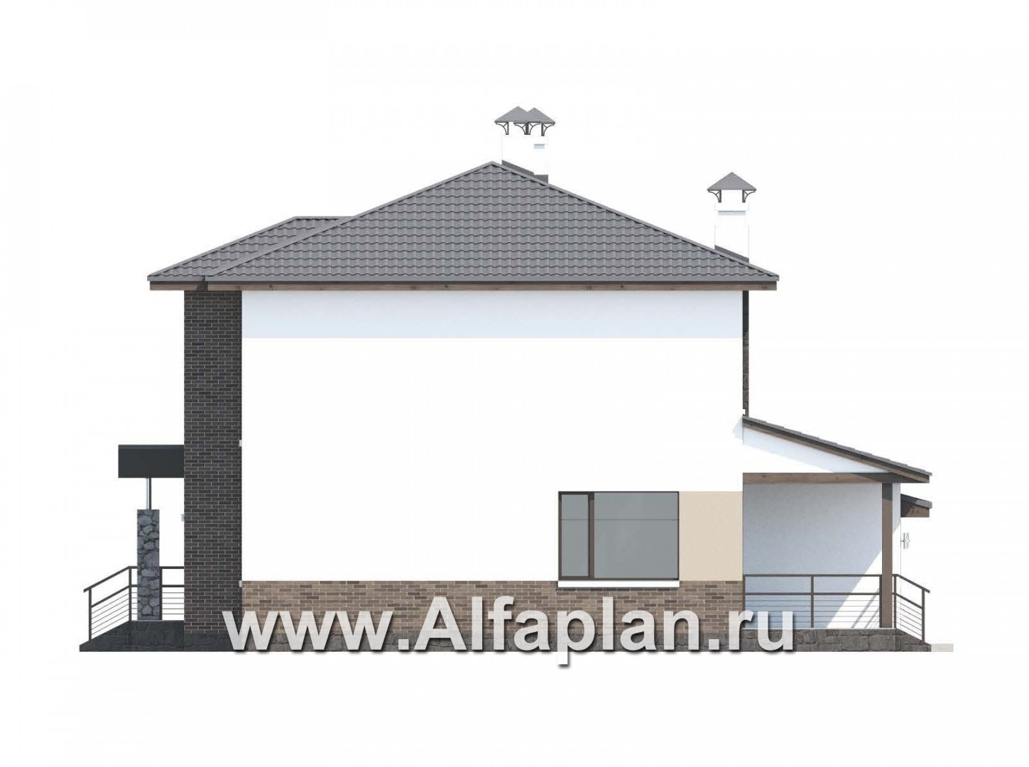 Проекты домов Альфаплан - «Приоритет» - современный экономичный дом - - изображение фасада №2