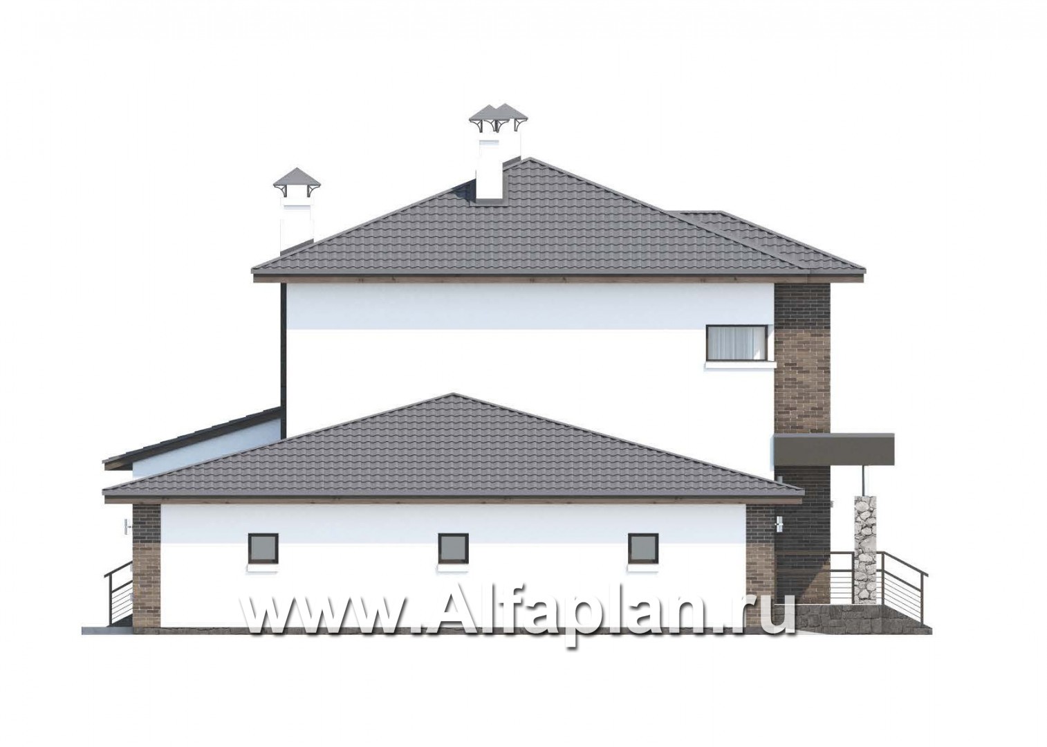 Проекты домов Альфаплан - «Приоритет» - современный экономичный дом - - изображение фасада №3