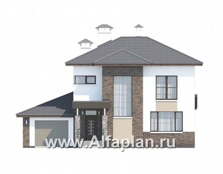 Проекты домов Альфаплан - «Приоритет» - современный экономичный дом - - превью фасада №1