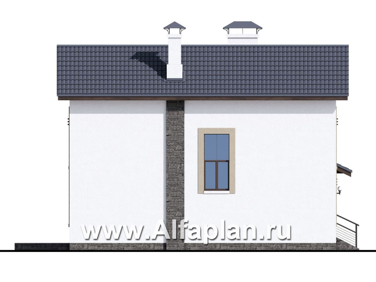Проекты домов Альфаплан - «Каюткомпания» - проект двухэтажного дома для небольшой семьи, с гаражом - изображение фасада №3