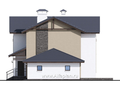 Проекты домов Альфаплан - «Каюткомпания» - проект двухэтажного дома для небольшой семьи, с гаражом - превью фасада №2