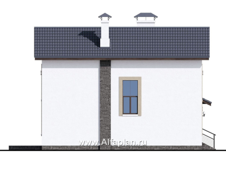 Проекты домов Альфаплан - «Каюткомпания» - проект двухэтажного дома для небольшой семьи, с гаражом - превью фасада №3