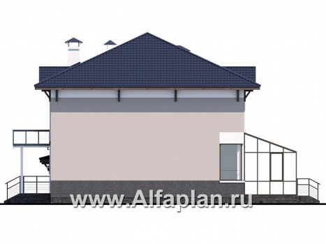 Проекты домов Альфаплан - «Четыре сезона» - современный дом с гаражом и эффектной гостиной - превью фасада №2