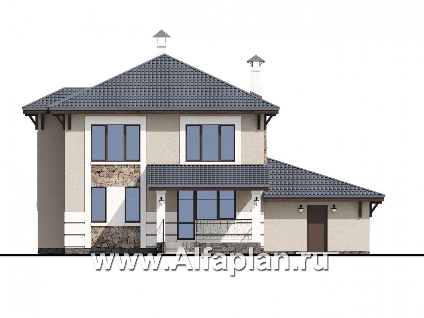 Проекты домов Альфаплан - «Сен-Тропе» - удобный компактный дом с гаражом - изображение фасада №4