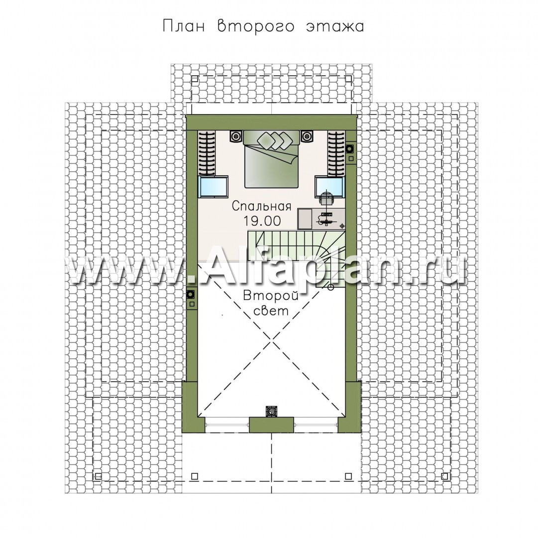Проекты домов Альфаплан - Кирпичный дом «Моризо» - шале с двусветной гостиной - план проекта №2