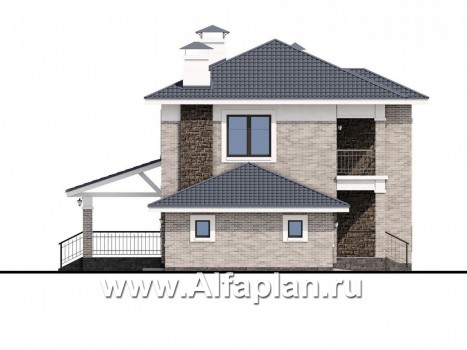 Проекты домов Альфаплан - «Топаз» - проект дома с открытой планировкой и гаражом - превью фасада №3