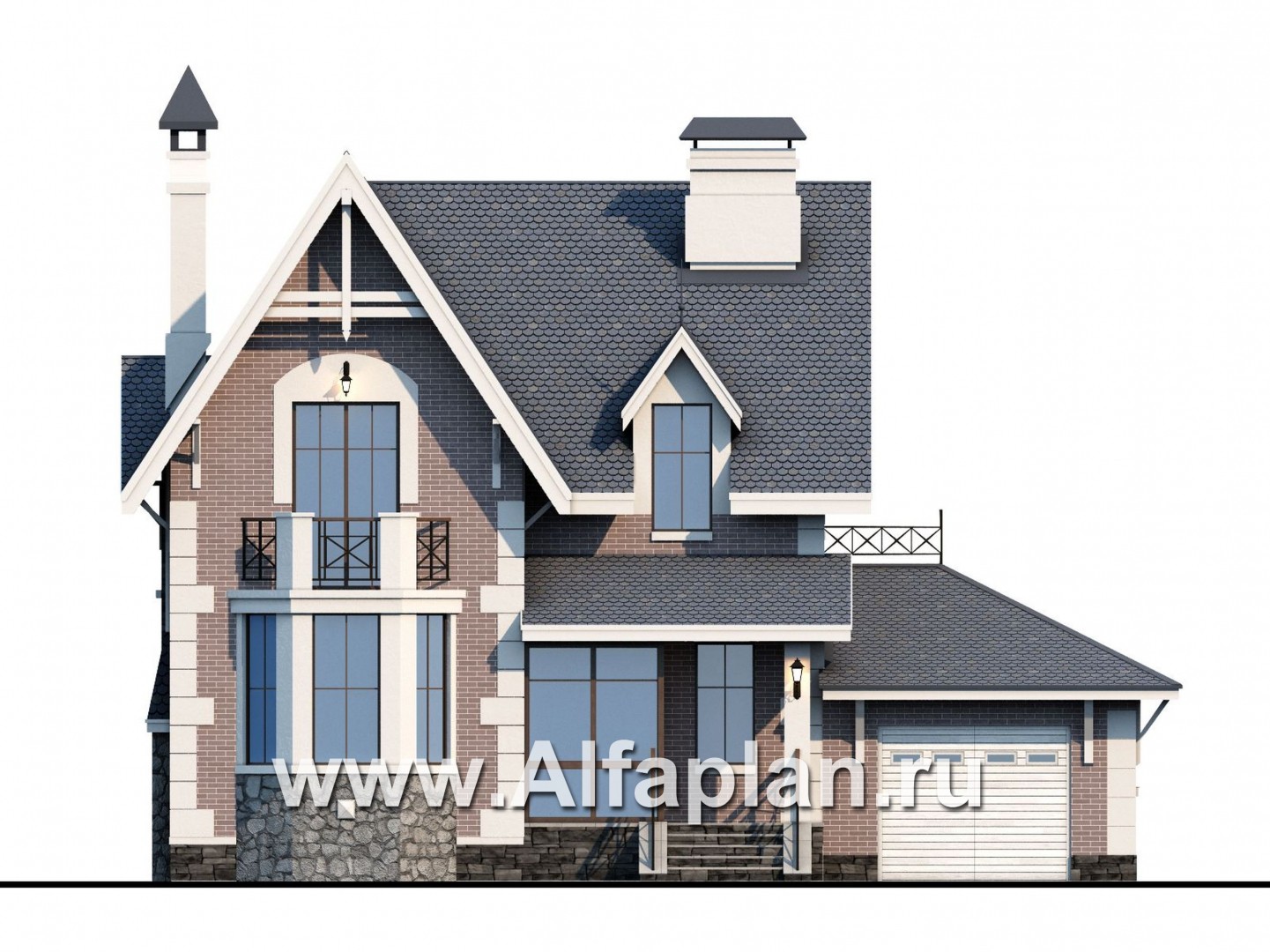 Проекты домов Альфаплан - «Стелла» - компактный дом - для маленького участка - изображение фасада №1