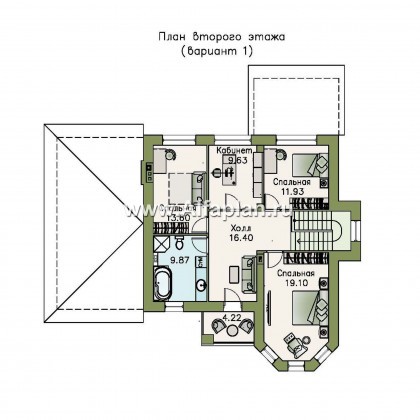 Проекты домов Альфаплан - «Благополучие» - классический коттедж с открытой планировкой и гаражом - превью плана проекта №2