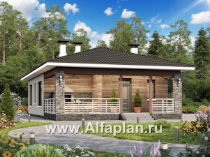 Проекты домов Альфаплан - «Мелета» - уютный одноэтажный дом с тремя спальнями - превью основного изображения