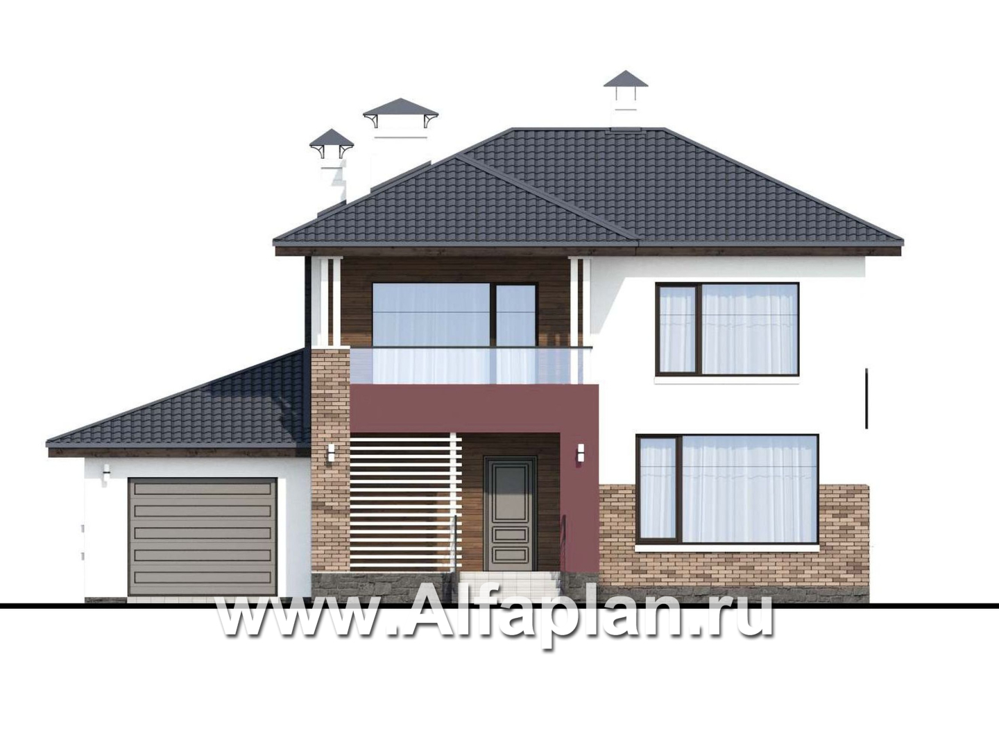 Проекты домов Альфаплан - «Орбита» - современный дизайн дома, удобная планировка - изображение фасада №1