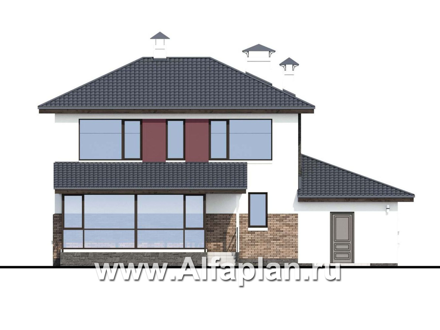 Проекты домов Альфаплан - «Орбита» - современный дизайн дома, удобная планировка - изображение фасада №4