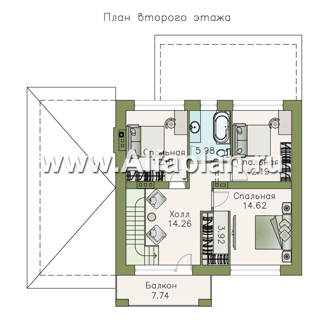 Проекты домов Альфаплан - «Орбита» - современный дизайн дома, удобная планировка - план проекта №2